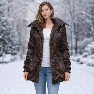 Sportalm Dark Brown Hooded Ski Jacket NWOT Size 40